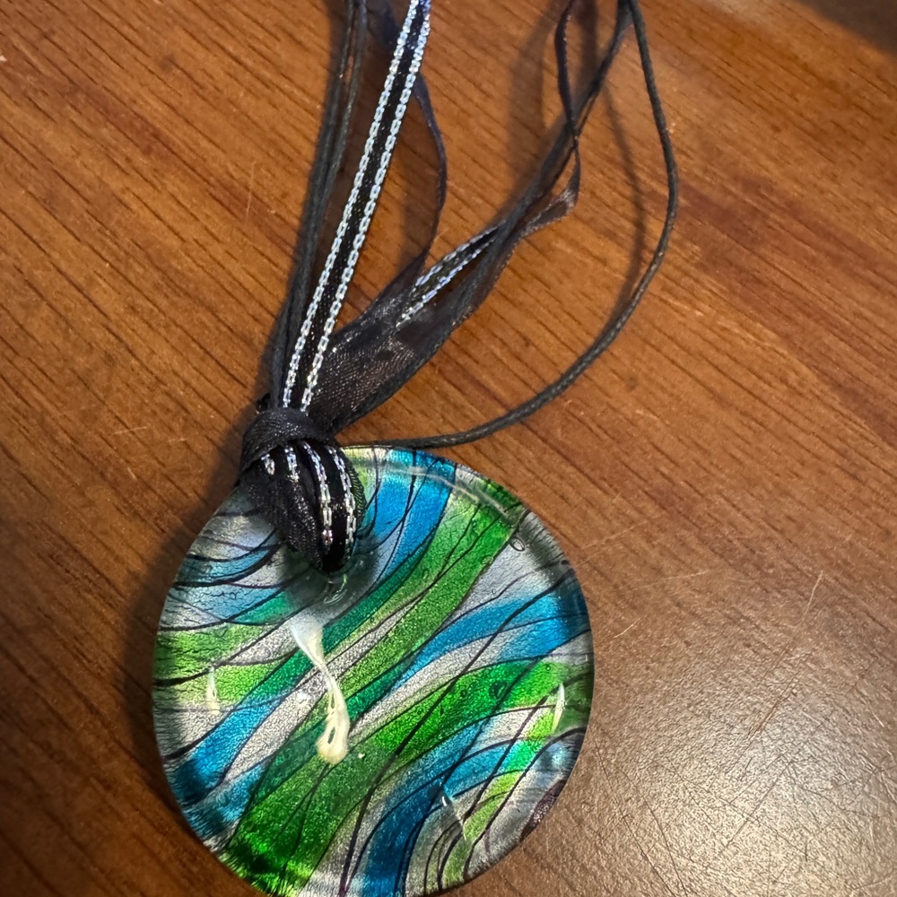 Colorful Glass Pendant Choker/ Necklace